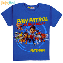 Hot Sale 2016 Children Cartoon Dog Clothing Boy Cotton O-neck Dog patrol Clothes Kids Minions Short Tee&Tops Costume WB101