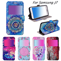 For Samsung Galaxy J5 J7 2015 Case Luxury Open Window View Flip Leather Case Coque J500F