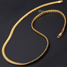 5MM 20inch 24inch Hammered Flat WHEAT Chain Necklace 18K Yellow Rose White Gold Filled Necklace Bracelet