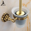 Free Shipping Wholesale and Retail High end Carving Wall Mounted Toilet Cleaning Brush Antique Brass Toilet