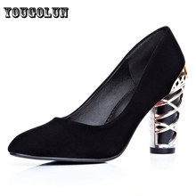 2016 women fashion nubuck PU Metal decoration black blue red bottom high heels ladies pumps party shoes woman pointed toe shoe