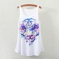 Hot New Chinese Ink Painting Printing Tiger Suit Dress Woman Summer Clothing Sleeveless Tops Long Sections