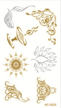 10.5x6cm HC-5029 Hot Fashion Women Men Jewelry Metallic Gold Silver Temporary Tattoos Jewelry Flash Body Bling Stickers