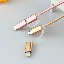 Newest 2 in 1 Colorful Nylon Line and Metal Plug Sync Data Charging Micro USB Cable
