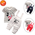 2016 Fashion Baby Girl Cotton Short Sleeve T shirt Cartoon Jeans Costumes 3 Color Available Baby