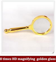 Free Shipping 70 mm the old man read magnifying glass 8 times HD magnifying golden,the best gift