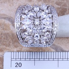 Fantastic White Topaz 925 Sterling Silver Overlay Ring For Women Size 5 6 7 8 9