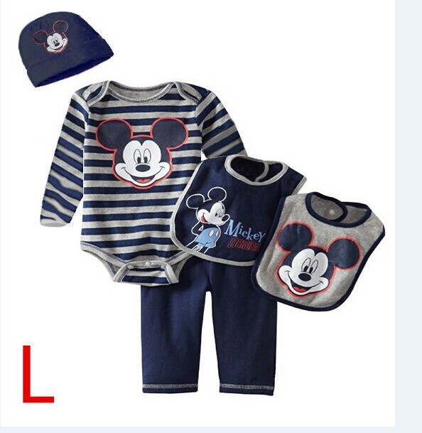 Boys-girls-Baby-rompers-newborn-carters-Clothes-Outfits-5pcs-rompers-hat-pant-Bibs-Sets-Mickey-Minnie (3)