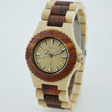 Metal Sunray Dial Bewell diseño único impermeable del movimiento de japón madera de madera del reloj