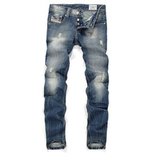 2016 Men’s Famous Designer Fashion Cotton Denim Hole Ripped Jeans Casual Straight Jeans Male Men’s Jeans Trousers Plus Size 40