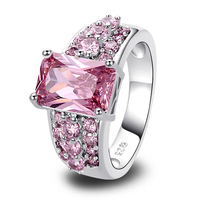 lingmei Gorgeous Jewelry Wholeale Emerald Pink Sapphire 925 Silver Ring Size 7 8 9 10 Fashion Style Women Rings Free Shipping