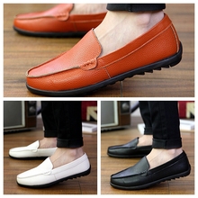 cheap lowest price mens PU leather office loafers brightly brown white black color man easy wear