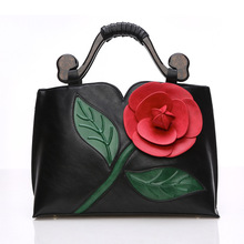 Hot classic retro ladies rose flowers stereo package new fashion wood handle messenger bags bride luxury elegant shoulder bags