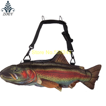 Red Trout Fish Bag Colorful Seafish Messenger Bag Creative 3D Fish Sling Bag