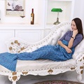 180x90 CM Soft Sleeping Bag Plaid Yarn Knitted Mermaid Tail Blanket Handmade Crochet Anti Pilling Portable