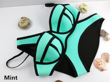 Swimwear Women Fashion Neoprene Bikini Woman New Summer 2015 Sexy Swimsuit Bath Suit Push Up Bikini