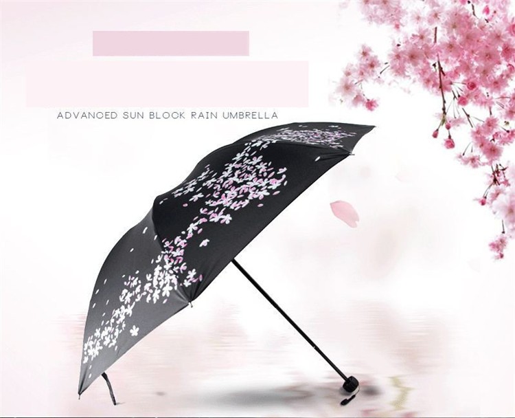 Creative Sakura Girls Folding Umbrella Sunscreen Vinyl blue black sunshade women\'s umbrella Japanese umbrella HI03 (9)