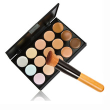 EA14 Hot 15 Colors Contour Face Cream Makeup Concealer Palette Powder Brush