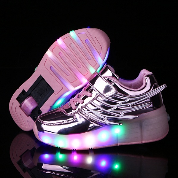 Новый 2016 Золотой Ребенок Мода Девочек Мальчиков Свет Ролик Skate Shoes For Children shoes Дети Кроссовки С Колесиками