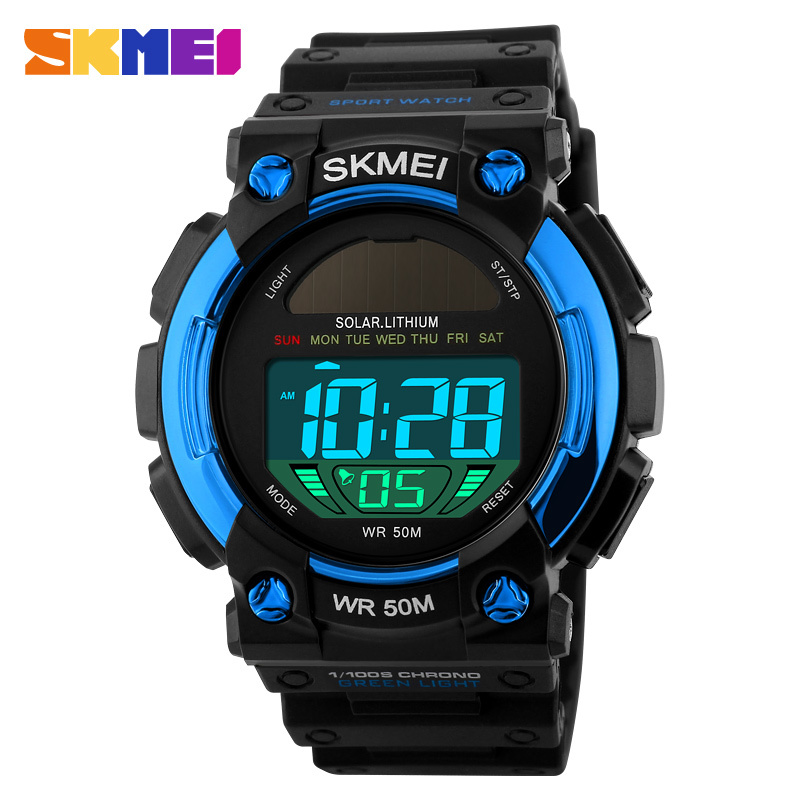 SKMEI Men Watch Solar Power Digital Watches Outdoor Waterproof Wrist Luminous Auto Date reloj hombre