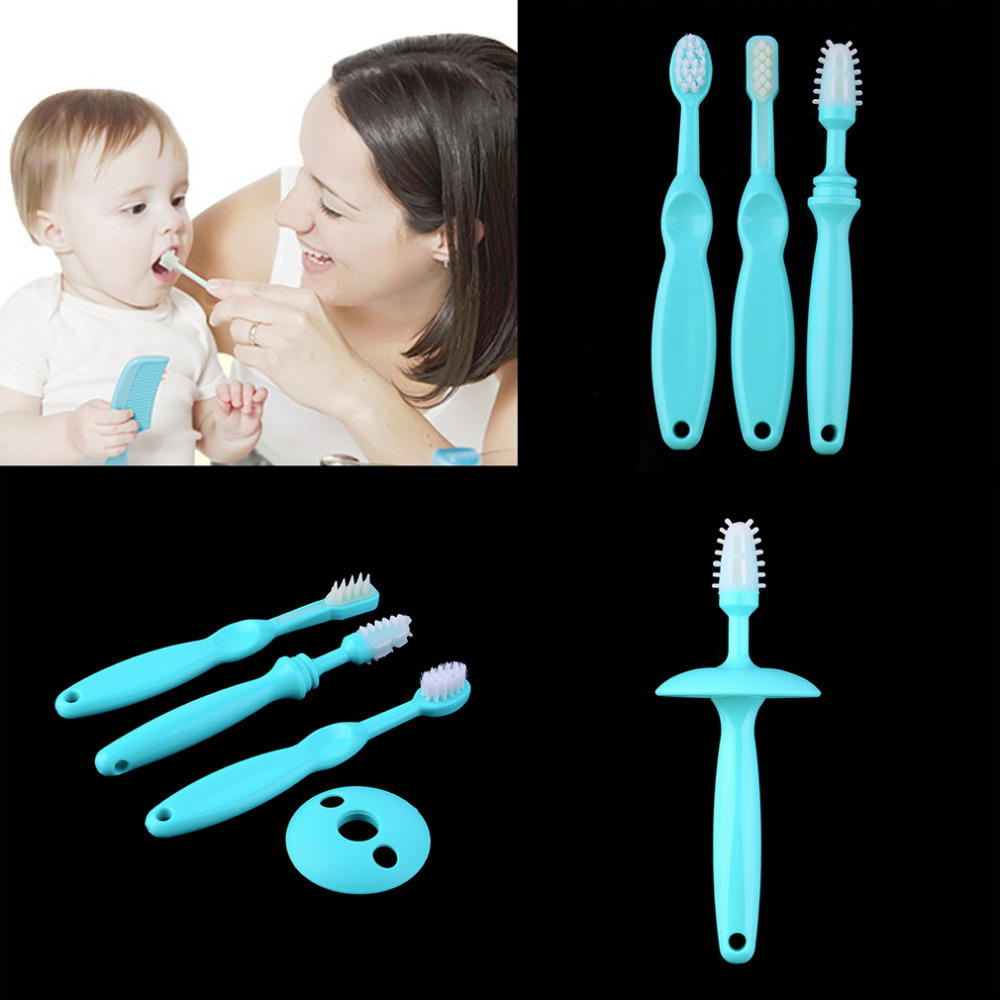 3pcs Baby Training Toothbrush Soft Silicone Brush Tooth Gums Protect Care Wholesale