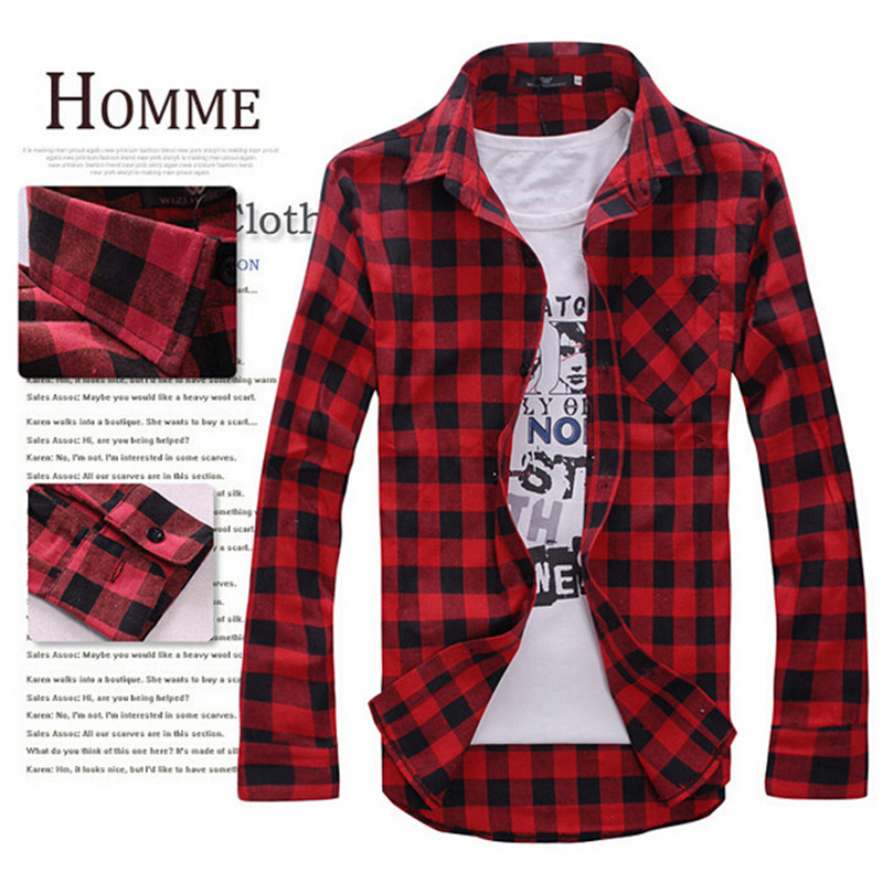 2016 Summer And Autumn New Men s Casual font b Plaid b font Long Sleeved Shirt