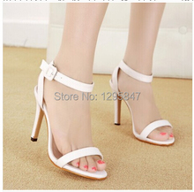 Fashion High Heels A Word Cingulate White Black Open-Toed Sandals Women’s High-Heeled Sandals Free Shipping