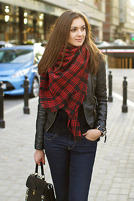 Womens Winter Large Blanket Oversized Shawl Plaid Check Warmer font b Tartan b font Scarf Wrap