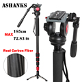 ASHANKS A750C Carbon Fiber Extendable Handheld Monopod with Fluid Head For Video Dslr Camcorder Camera Better