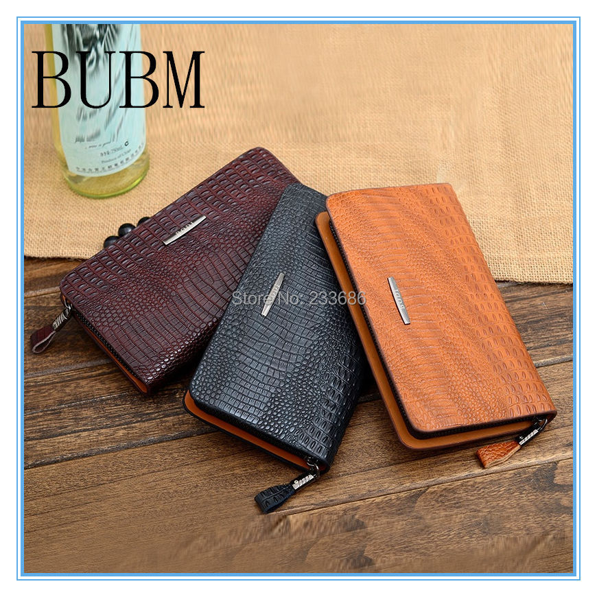 Mens Wallet Leather Genuine Brand Fashion Zipper Carteira Masculina Couro Credit ID Card Coin Purse Pouch Crocodile Mens wallets