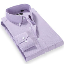 2016 New Oxford Spring Autumn Plaid Striped Men Cotton Dress Shirts Long Sleeve Casual Design Brand Cloth 20 Colors Shirt M-5XL