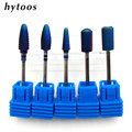 HYTOOS 5 Type Blue Tungsten Carbide Burrs Nano Coating Nail Drill Bit Metal Bits For Manicure