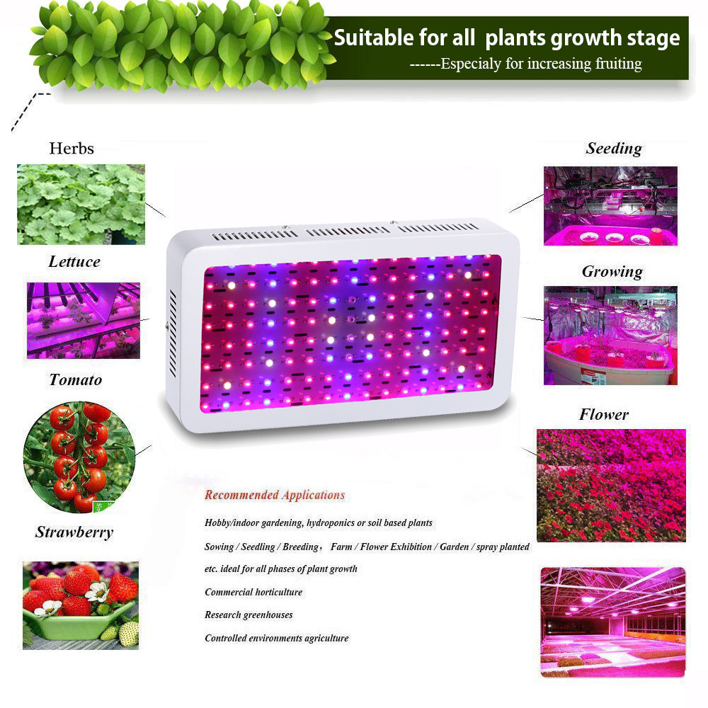 4pcs Wholesale Full Spectrum 1200W Double Chip LED Grow Light Red Blue White UV IR For hydroponics and indoor plants BJ us317
