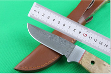 Newest Damascus fixed knife rescue tools 60HRC camping survival knives tactical Damascus steel blade hunting camping