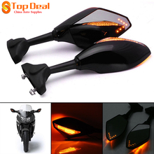 Black Motorcycle LED Turn Signals Rearview Sport Bike Mirrors for HONDA SUZUKI KAWASAKI YAMAHA Triumph Ducati