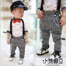 Retail 2015 New Children spring clothes kids sport belt trousers high quality plaid trousers baby boy