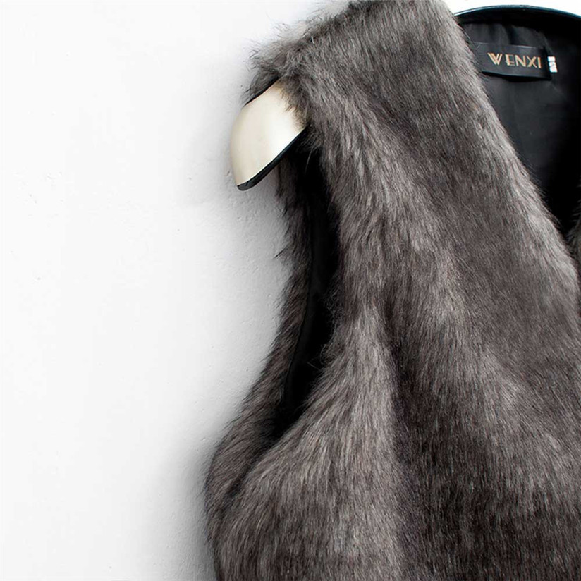 Hot marketing Women 2015 Fashion New Vest Sleeveless Coat Outerwear Long Hair Jacket Waistcoat Sep1