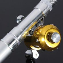 Unique Sale! Mini Pocket Pen Fishing Rod Pole With Golden Baitcasting Reel Set