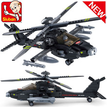 Sluban B0511 Air plane Black AH-64 Utility Helicopter 3D Construction Plastic Model Building Blocks Bricks Compatible With Legoe