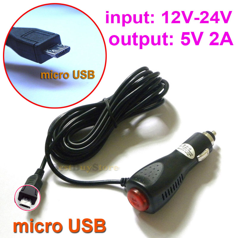 Micro usb  gps  / dvr      ,  12  24  ouput 5  2a   3.5  ( 11.48ft )