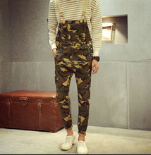 Camouflage Denim Overalls Men 2016 New Fashion Camo Bib Pants Army Style Free Shipping