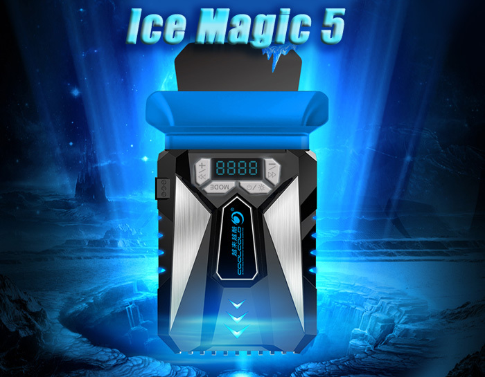 CoolCold Ice Magic 5 High Performance Suction Type Cooler Fan Radiator Game Notebook Cool Gear - US Plug