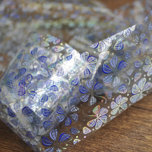 New Arrival Nail Polish Glue Transfer Foil Beautiful Laser Blue Leaf YC406