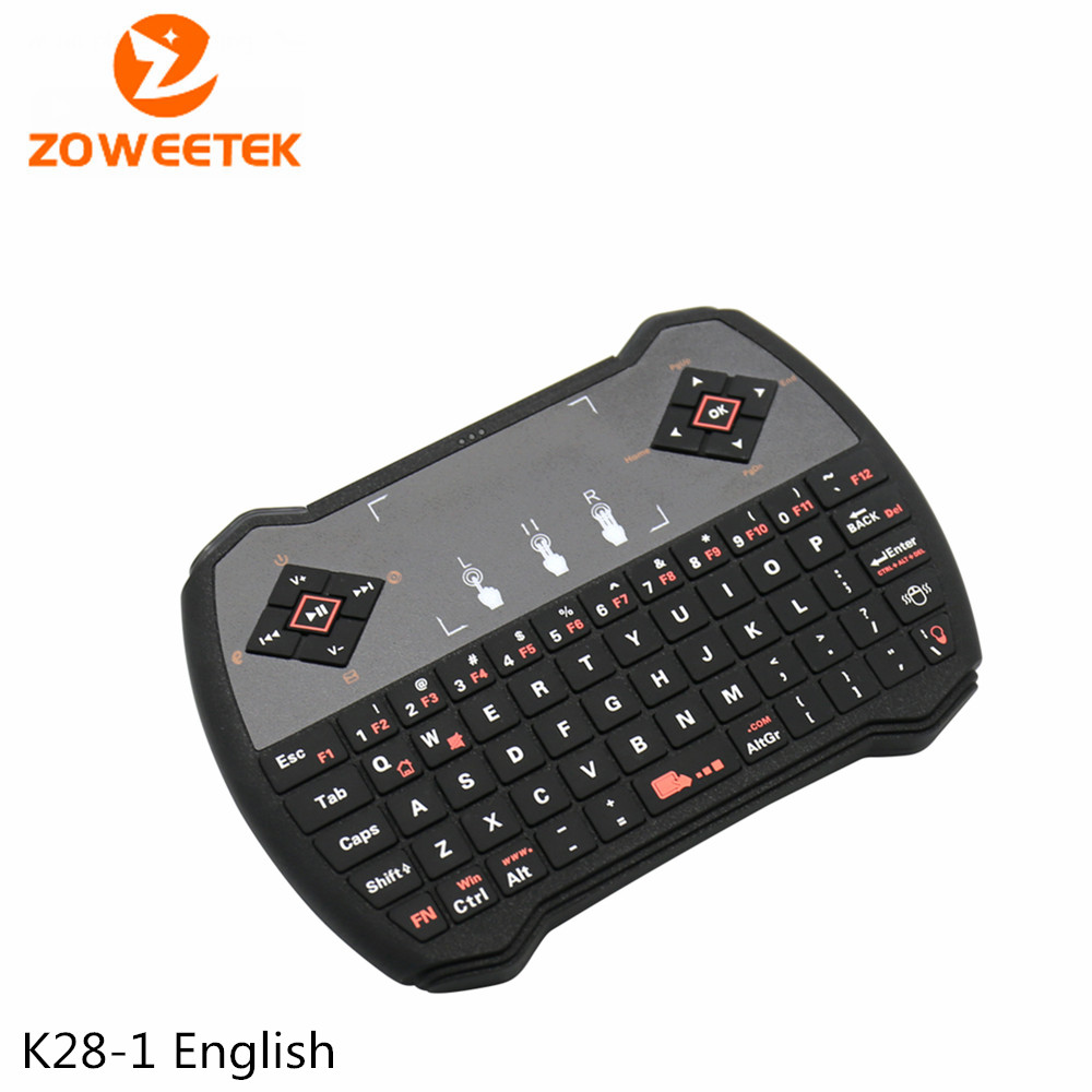 Zoweetek i28-1 K28-1 Mini Wireless English Keyboard 2.4GHz Keyboard Remote Control Touchpad For Android TV Box