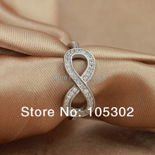 Genuine 925 Sterling Silver 8 Shaped Wedding Jewelry Knot Flowers Rings For Women Brand Lady Infinity