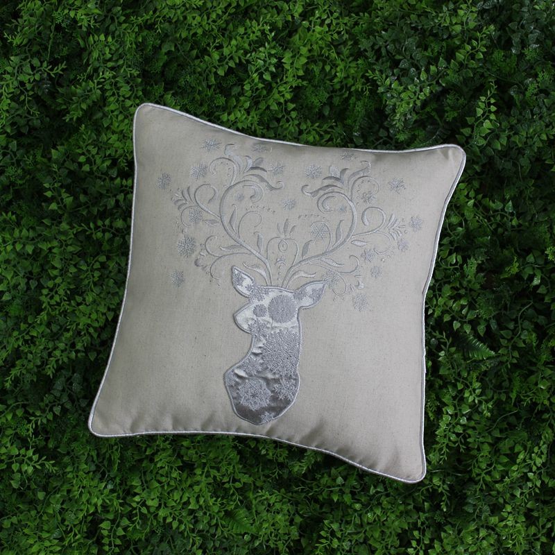 ?VEZO HOME embroidered christmas tree ? reindeer reindeer linen cushions ? throw throw pillows ...