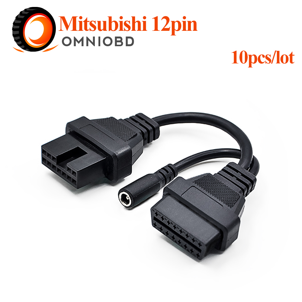 10 . / lotFor MITSUBISHI 12 . 12Pin  + DC   OBD2 OBDII DLC 16 .    