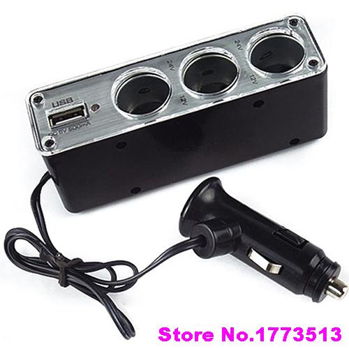 12V 3 Way Car Cigarette Lighter Power Spliter Sockets USB DC Adapter ChargerPopular Product 4KIC