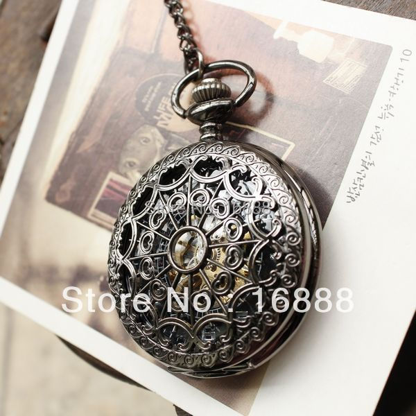 Hot Sale Bronze Web Pocket watch Vintage Pendant watch Necklace Chain Antique Nurse fob watches Clock