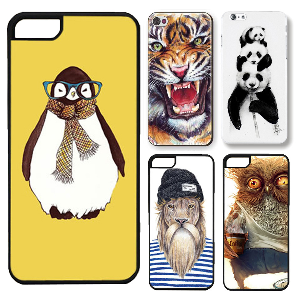 For Apple iphone 5 5s SE Fashion 3D Cute Animal Panda Tiger Owl Cartoon Painted Case